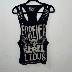 Decree Black Studded Graphic Tank Top